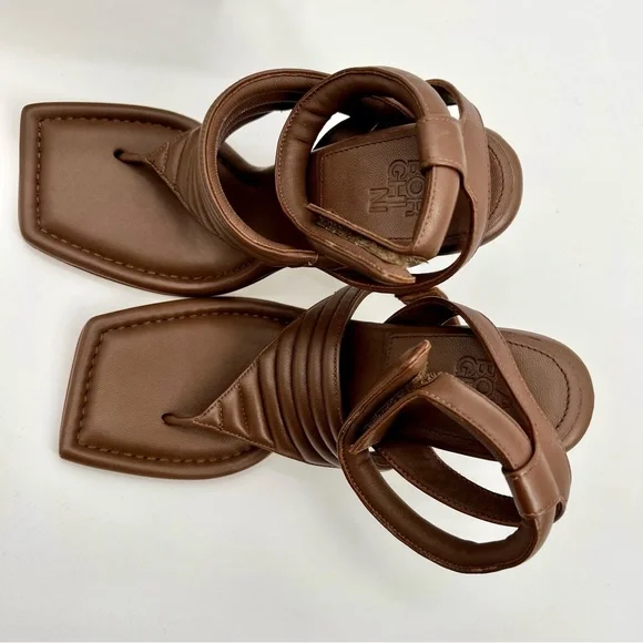 NWT Gia Borghini Women Coffee Brown Gia 8 Puffer Leather Sandals Heels EU37 US7 - Picture 12 of 15